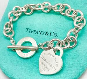 Tiffany & Co. Return to Tiffany Heart Toggle Bracelet Silver 7.25" w/ Receipt